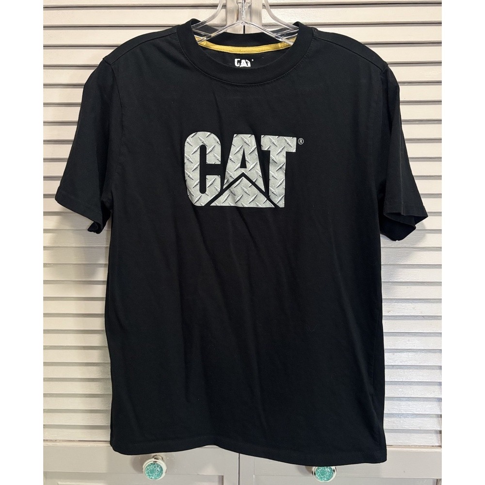CAT Short Graphic Logo Short Sleeve T-Shirt Size M Cotton Casual